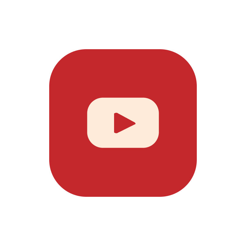 Youtube logo over a red square background